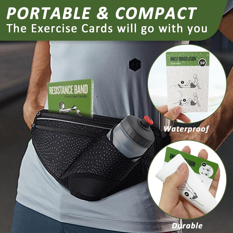 ELAORY Resistance Belt Workout Cards, 62 Exercises Cards Deck Large Size 5" x 3.5" Fitness Cards for Women & Men, Beginner Fitness Guide to Training Exercises at Home or Gym - Image 4